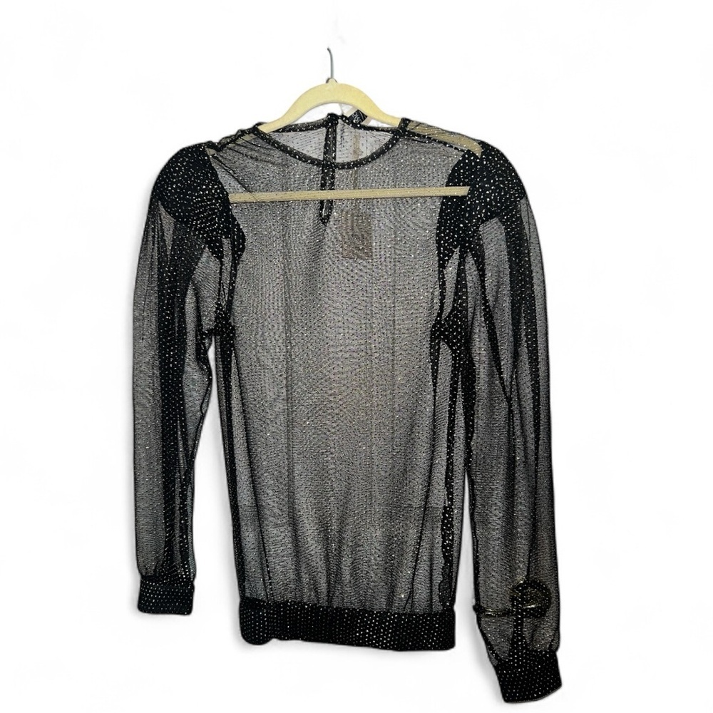 5RUE long sleeve top black/gold Sheer Polka Dot Women's Top NWT